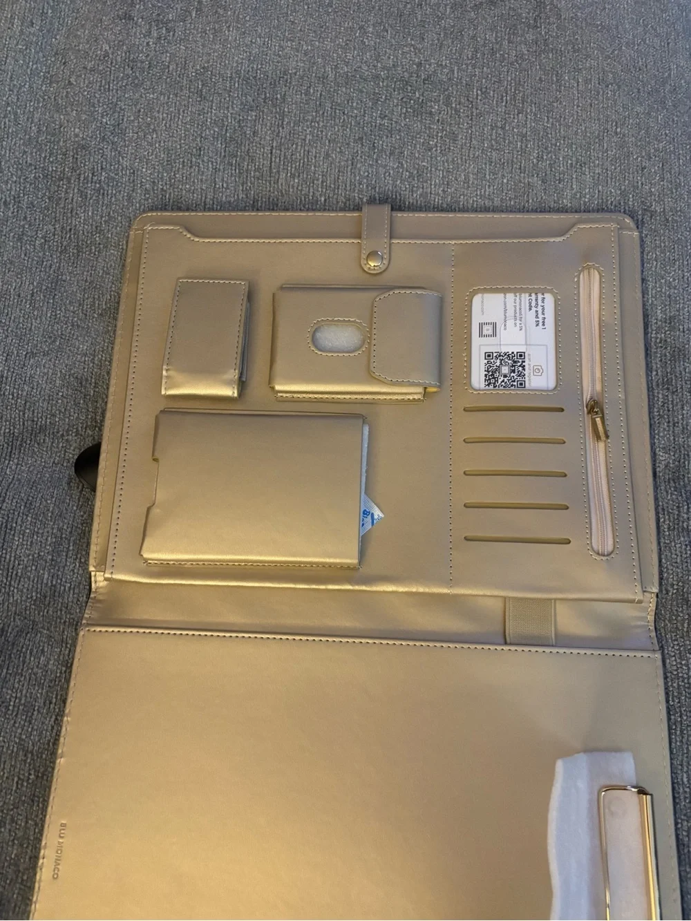 Black Tablet Folio Sleeve with Gold Accent Bar - Brand Not Visible